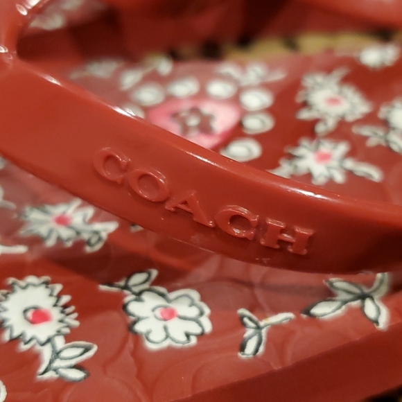 Coach Red Abigail Floral Thong Sandal Sz 7-8 - Picture 7 of 10